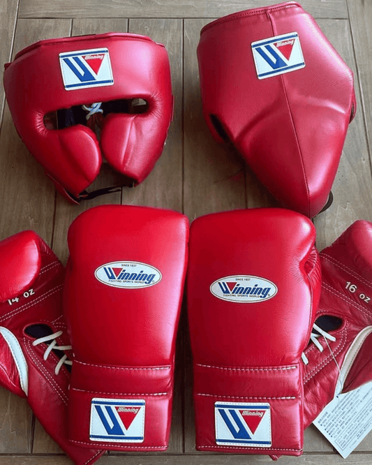 Winning Boxing Gloves Set Red Lace-Up Gloves
