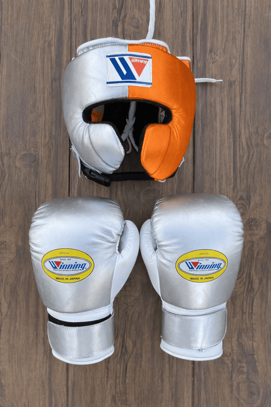 Winning Boxing Gloves Set Silver/Orange Boxing Training