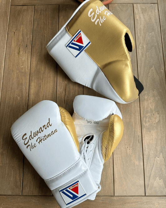 Winning Boxing Gloves Set White/Gold Custom Fit
