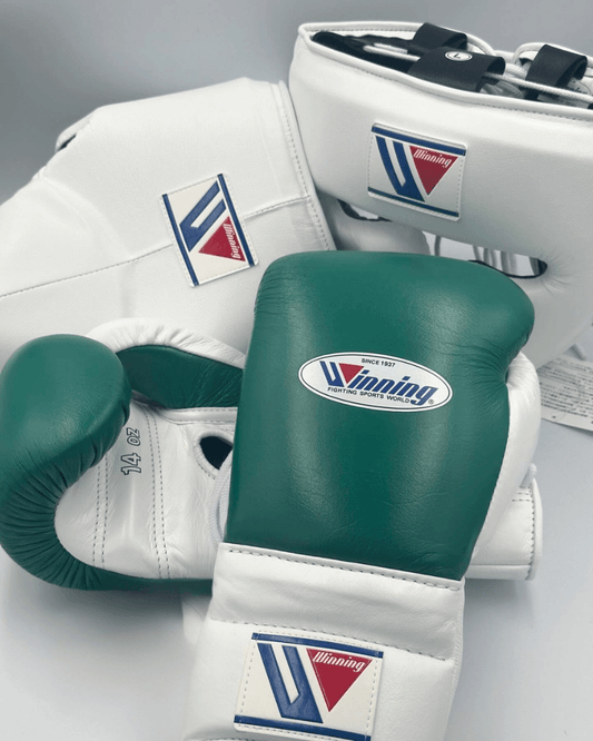 Winning Boxing Gloves Set White/Green Fitness Boxing
