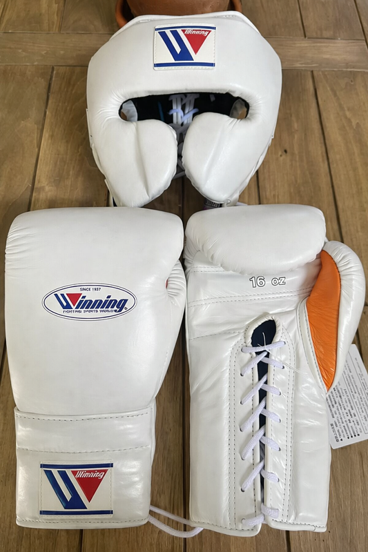 Winning Boxing Gloves Set White/Orange Custom Fit