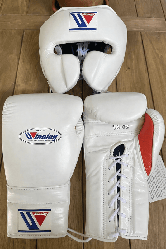 Winning Boxing Gloves Set White/Red Boxing Kit
