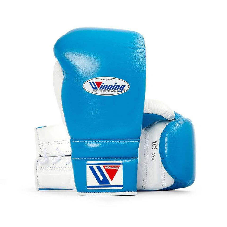 Winning Boxing Gloves Set Blue/White Premium Leather