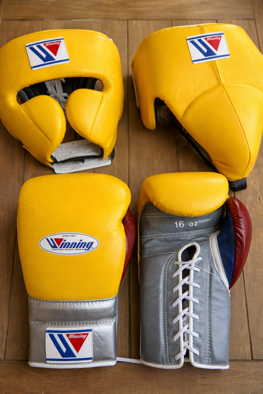 Winning Boxing Gloves Set Yellow/Grey/Broen/Blue Custom