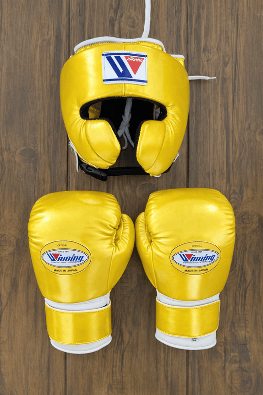 Winning Boxing Gloves Set Yellow/White Boxing Kit