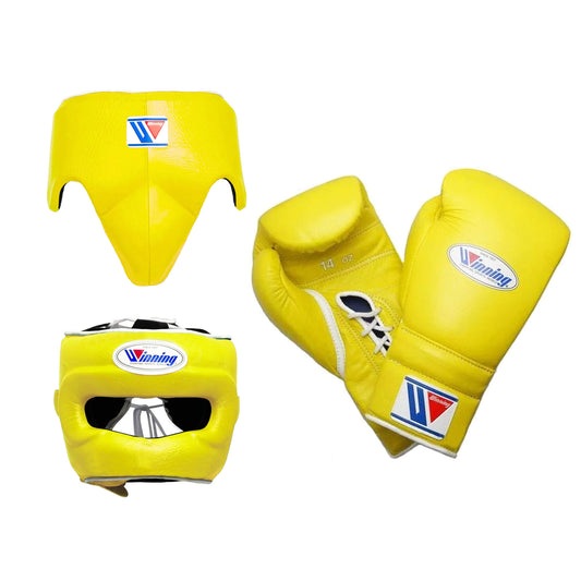 Winning Boxing Gloves Set Yellow Premium Leather