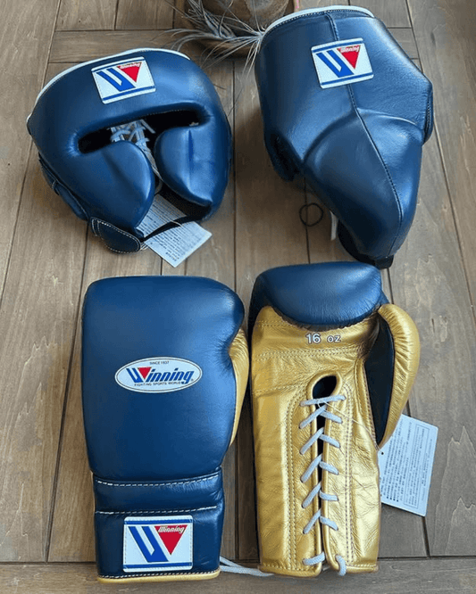 Winning Boxing Gloves Set Dark-Blue/Gold Custom