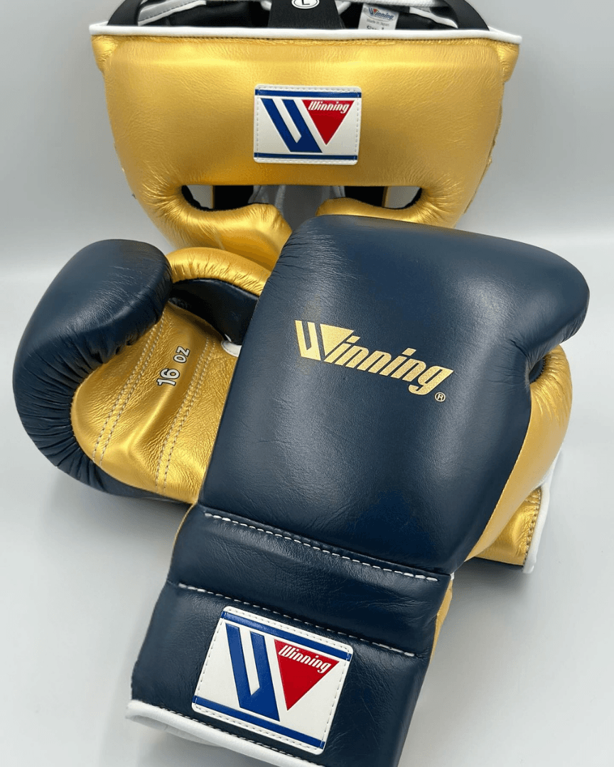 Winning Boxing Gloves Set Gold/Dark-Blue Sparring Set