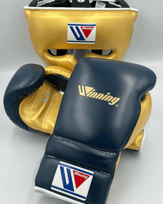 Winning Boxing Gloves Set Gold/Dark-Blue Sparring Set