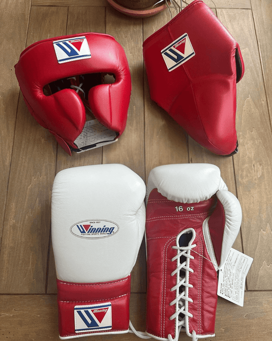 Winning Boxing Gloves Set Dark-Pink/White Boxing Gear