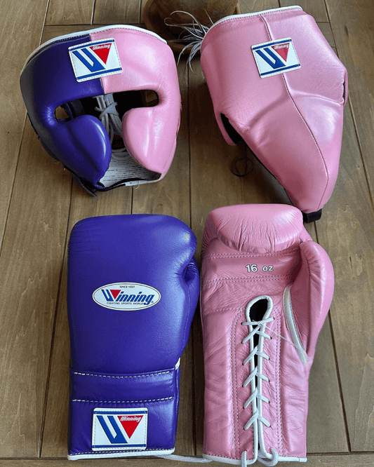 Winning Boxing Gloves Set Purple/Pink Lace-Up Gloves