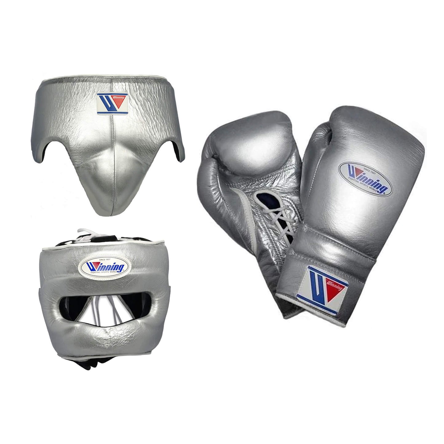 Winning Boxing Gloves Set Silver Sparring Set