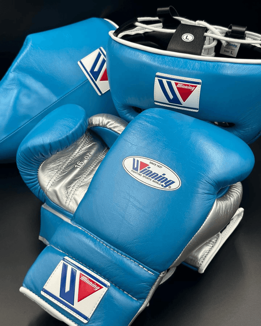Winning Boxing Gloves Set Sky-Blue/Silver Fitness Boxing