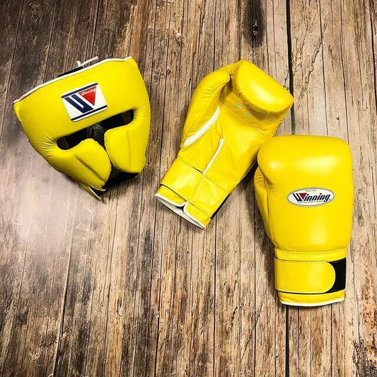 Winning Boxing Gloves Set Yellow Velcro Gloves