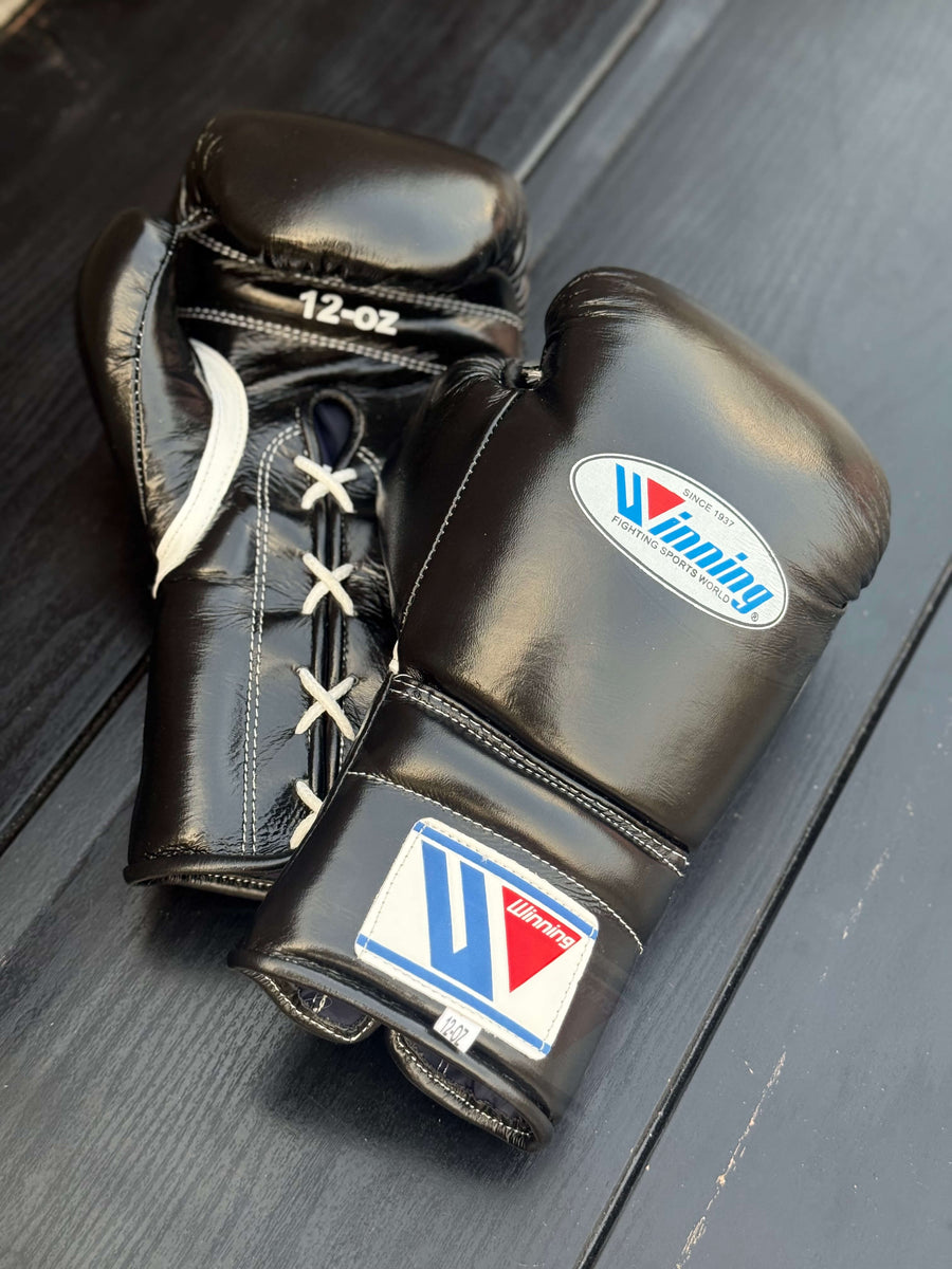 Winning Boxing Gloves Black Lace-Up