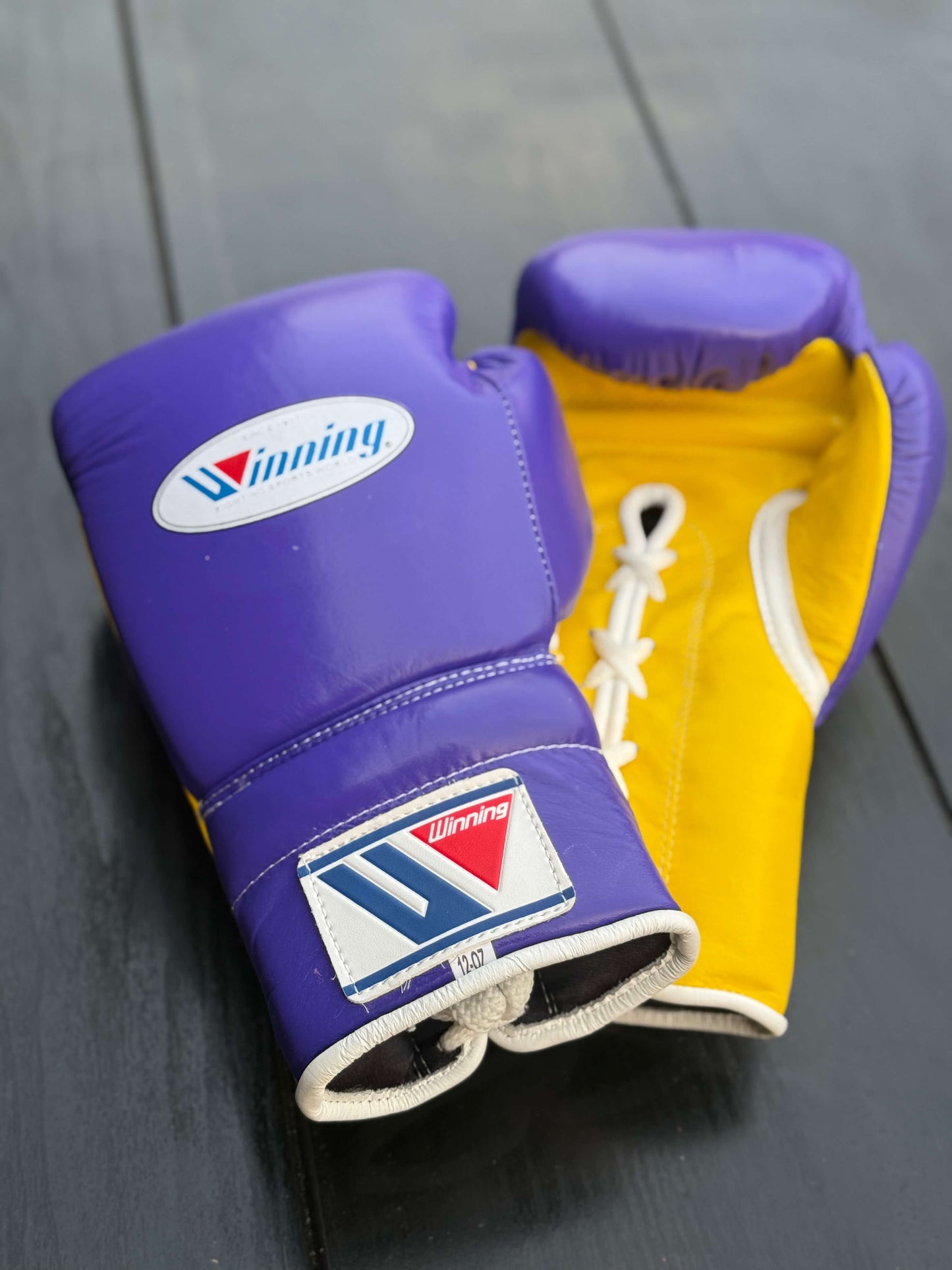 Winning Boxing Gloves Purple/Yellow Custom