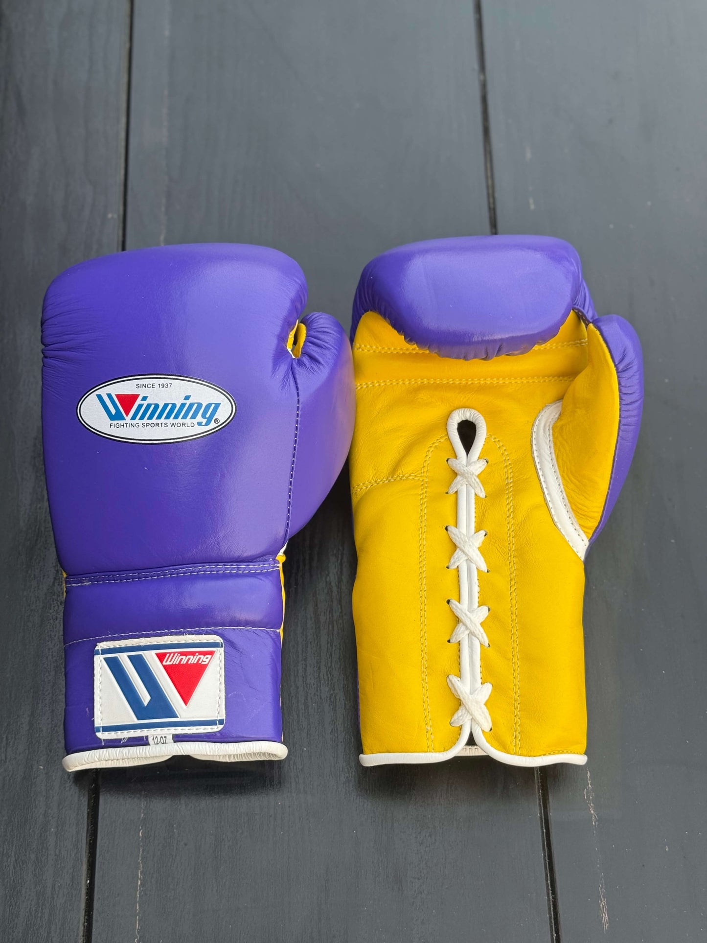 Winning Boxing Gloves Purple/Yellow Custom