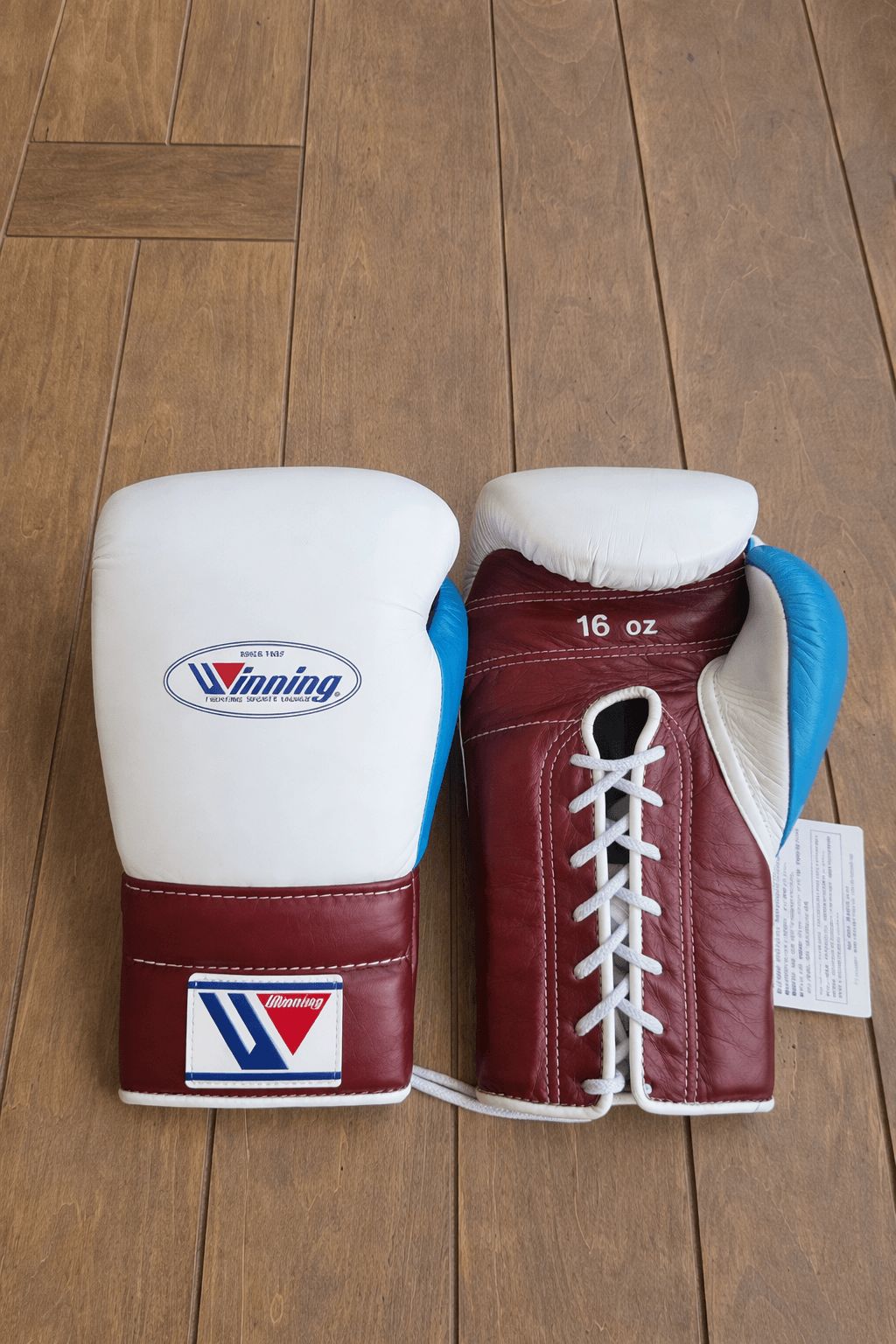 Winning Boxing Gloves White/Purple/Blue Lace-Up