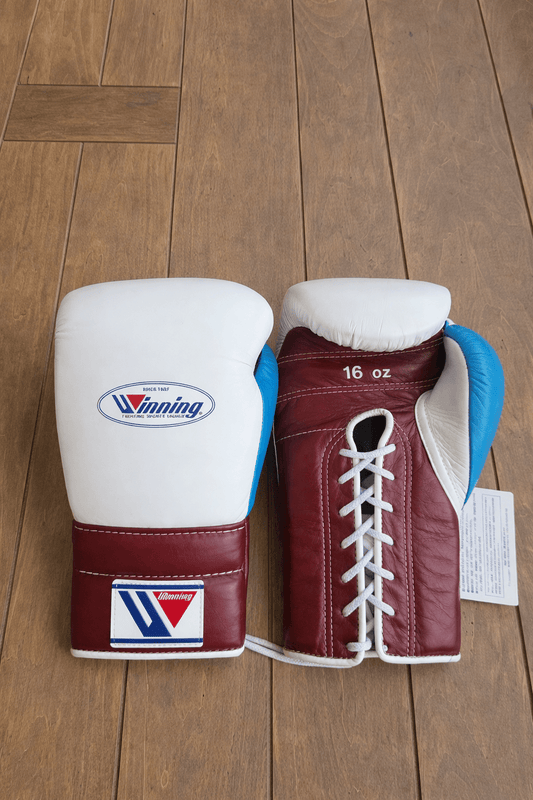 Winning Boxing Gloves White/Purple/Blue Lace-Up