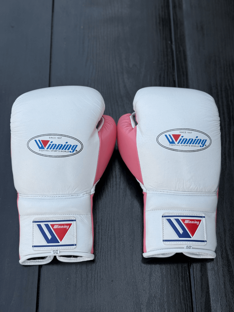 Winning Boxing Gloves White/Pink Customizable