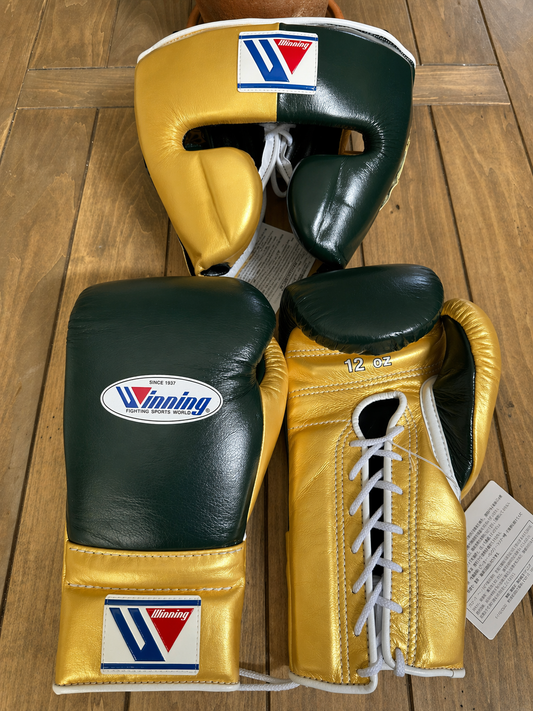 Winning Boxing Gloves Set Green/Gold Boxing Kit
