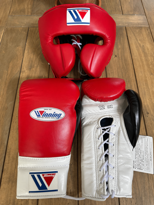 Winning Boxing Gloves Set Red/White/Black Boxing Gear