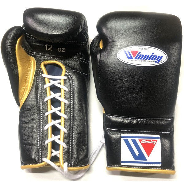 Winning Boxing Gloves Black/Gold Geart Value Lace-Up