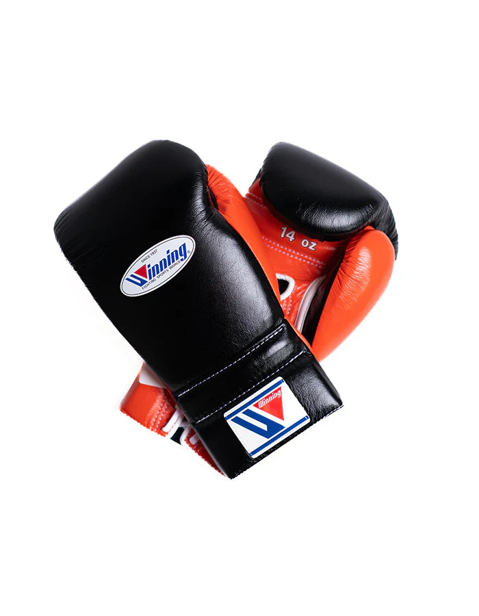 Winning Boxing Gloves Black/Orange Lace-Up