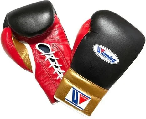 Winning Boxing Gloves Black/Red/Gold Boxing Training
