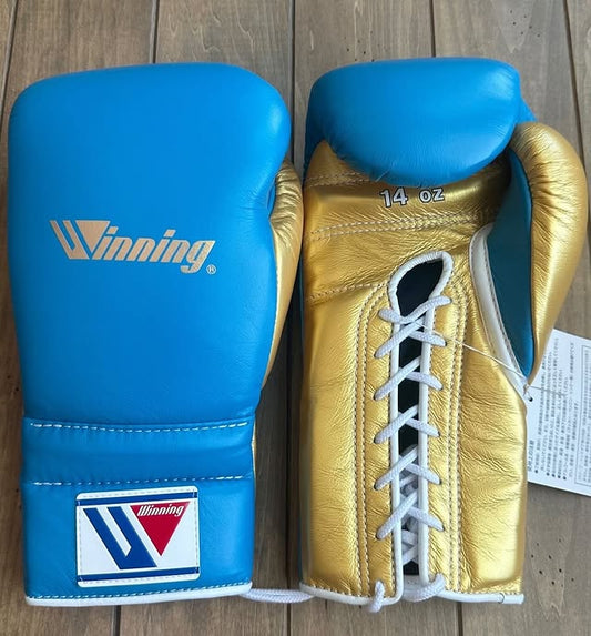 Winning Boxing Gloves Sky-Blue/Gold Competition