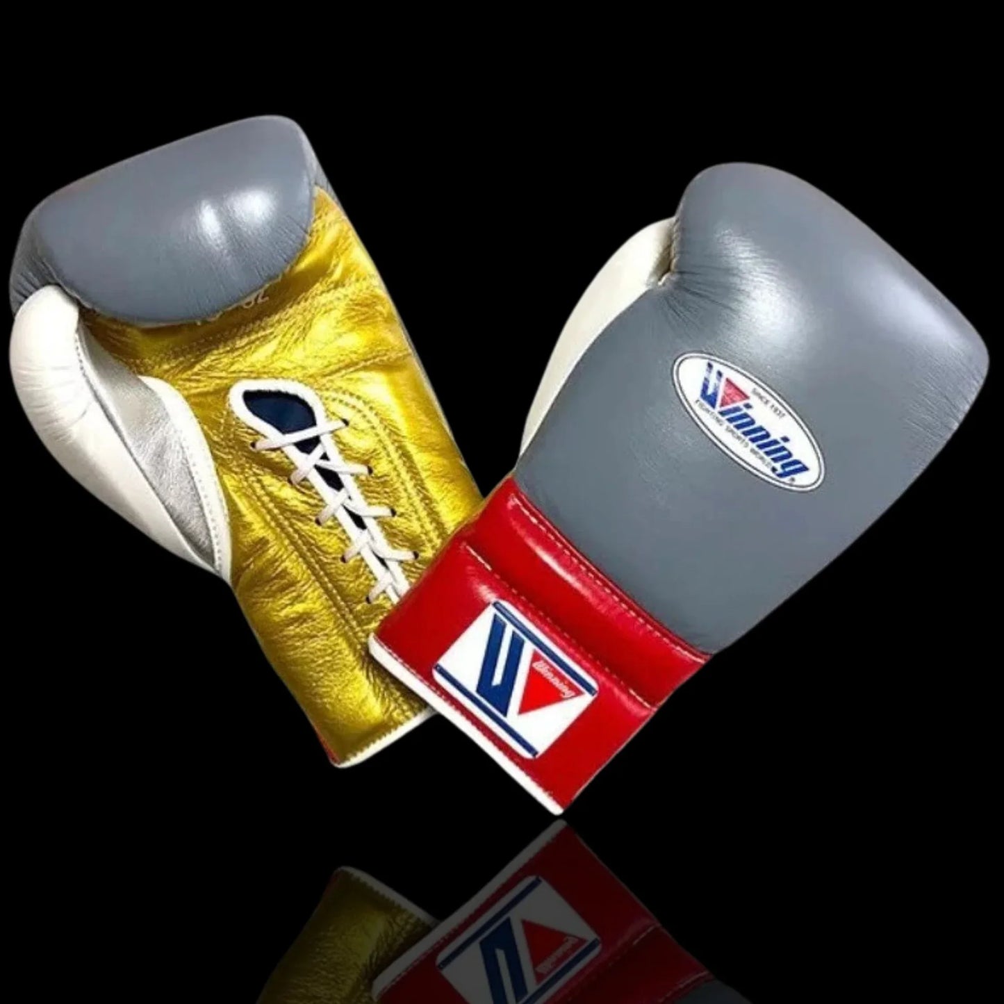 Winning Boxing Gloves Grey/Red/Gold/White Boxing Training