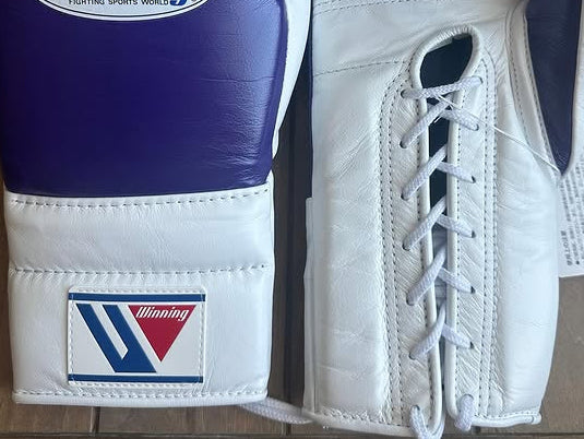 Winning Boxing Gloves Purple/White Lace-Up 16oz