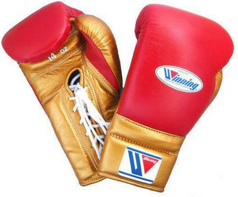 Winning Boxing Gloves Red/Gold Lace-Up 16oz