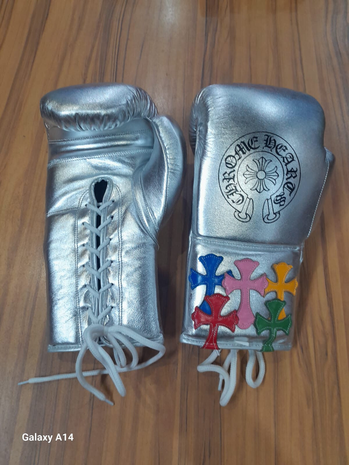 Winning Boxing Gloves Silver Leather