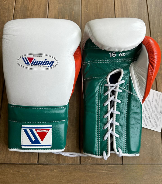 Winning Boxing Gloves White/Green/Orange Competition