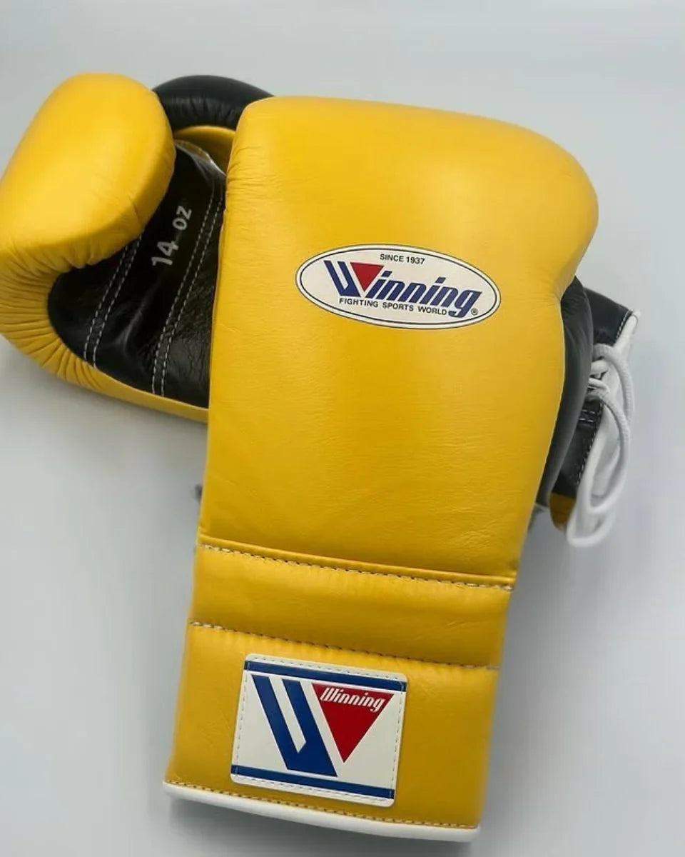 Winning Boxing Gloves Yellow/Black Lace-Up 16oz