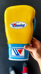 Winning Boxing Gloves Yellow/White/Blue Custom