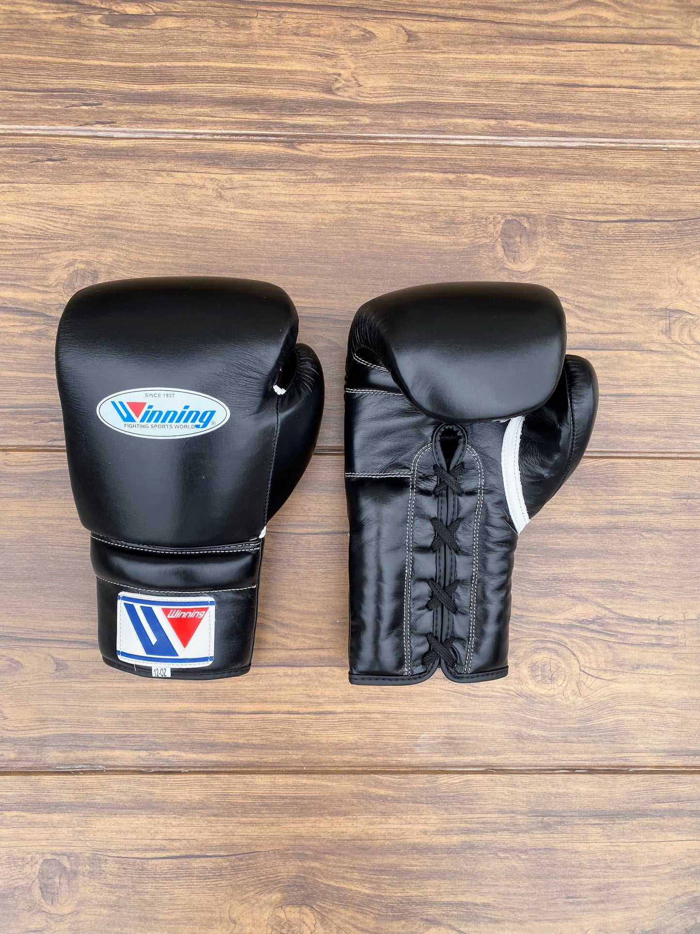 Winning Boxing Gloves Set Black Premium Leather