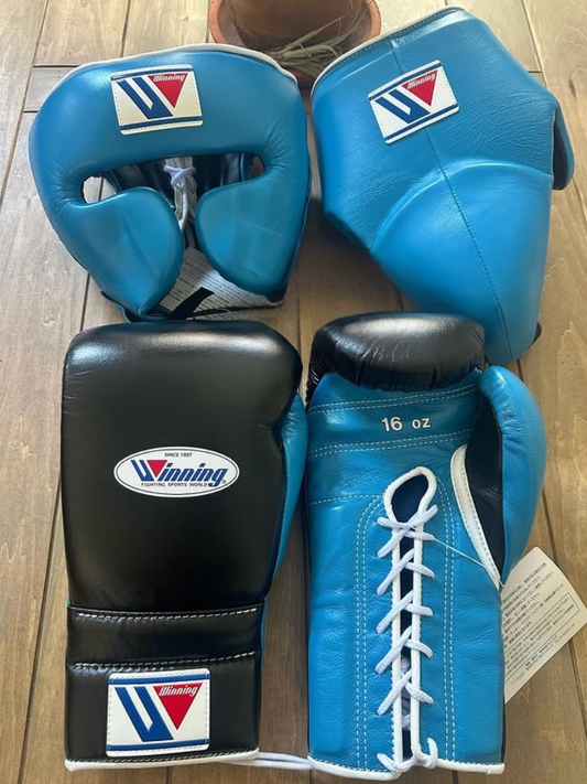 Winning Boxing Gloves Set Blue/Black Boxing Gear