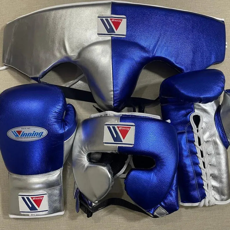 Winning Boxing Gloves Set Blue/Silver Training Set