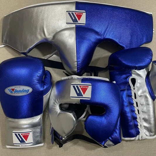 Winning Boxing Gloves Set Blue/Silver Training Set