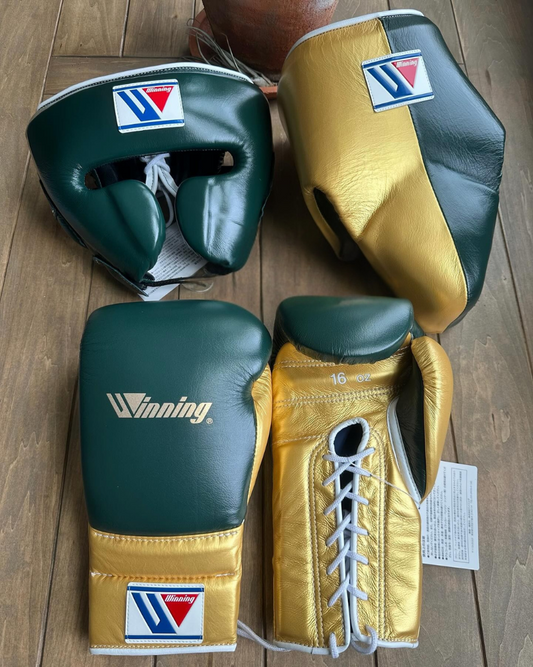 Winning Boxing Gloves Set Green/Gold Boxing Training
