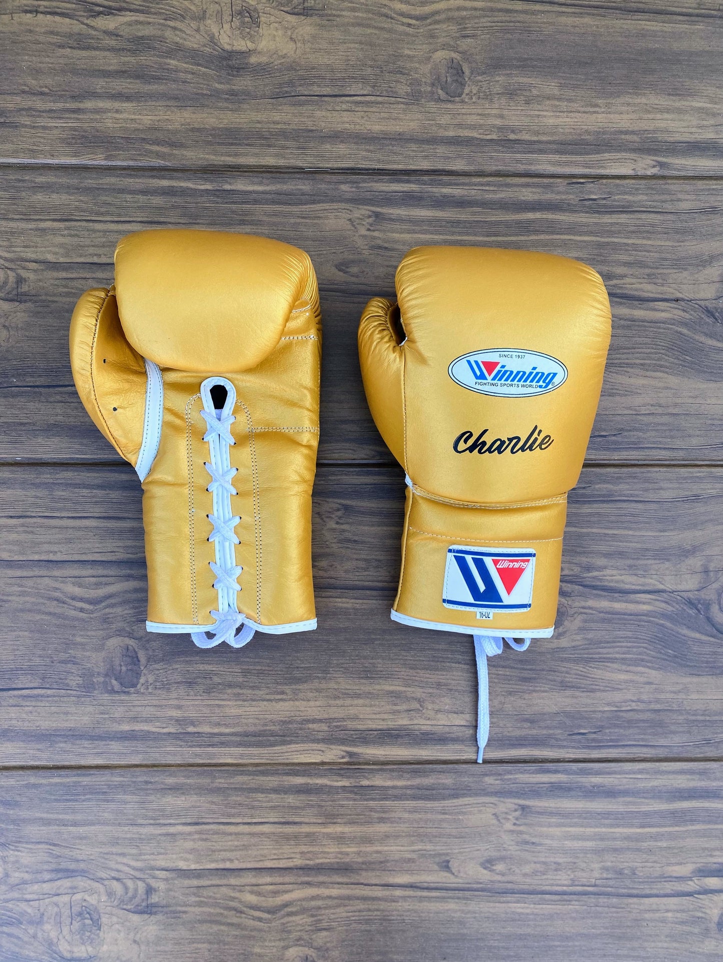 Winning Boxing Gloves Set Gold Customizable