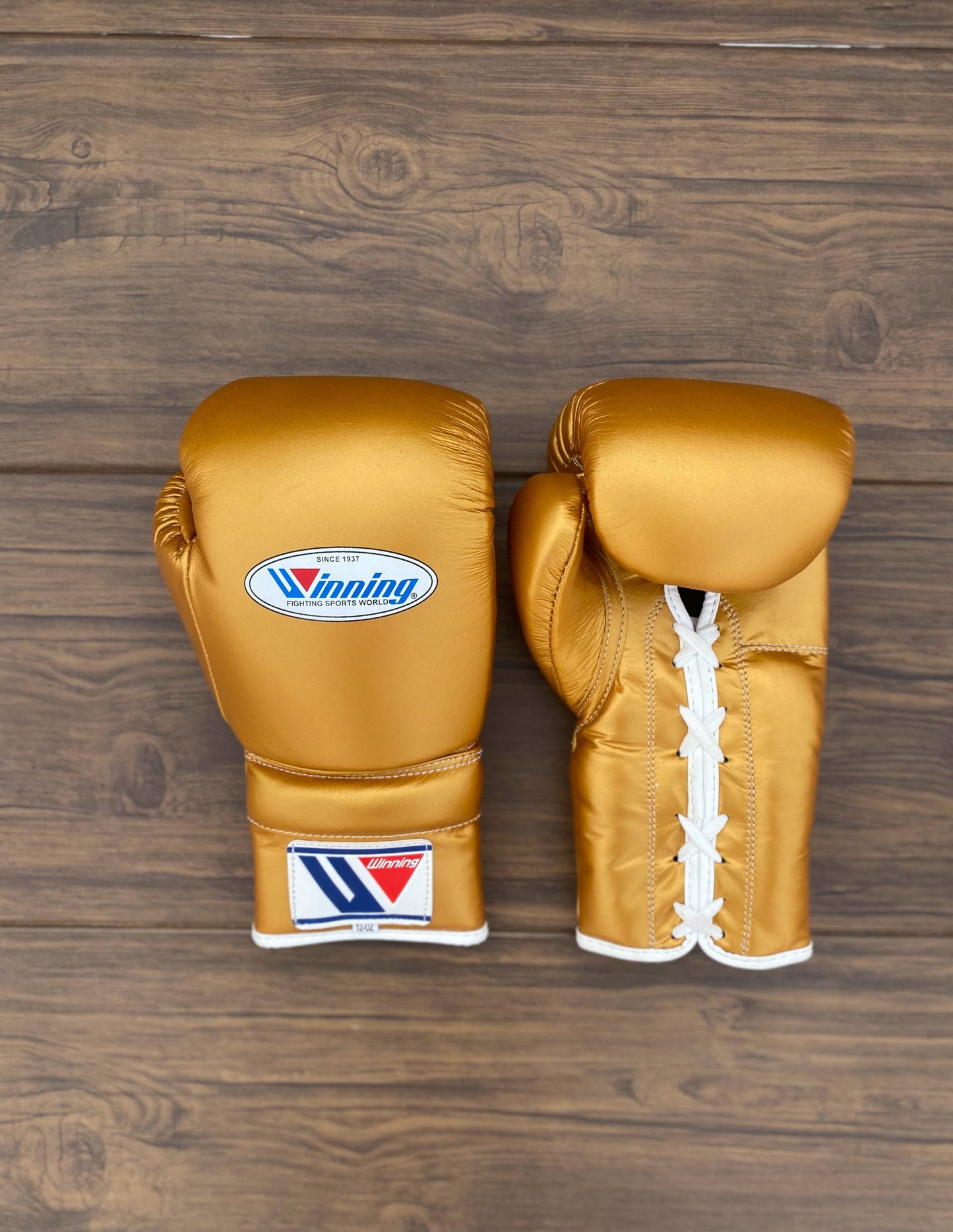 Winning Boxing Gloves Set Dark-Gold Lace-Up Gloves