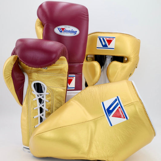 Winning Boxing Gloves Set Maroon/Gold Boxing Gear