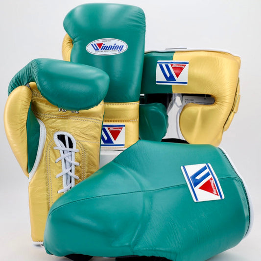 Winning Boxing Gloves Set Green/Gold Boxing Training