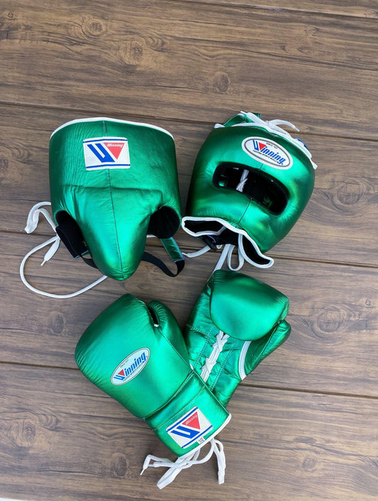 Winning Boxing Gloves Set Green Boxing Training