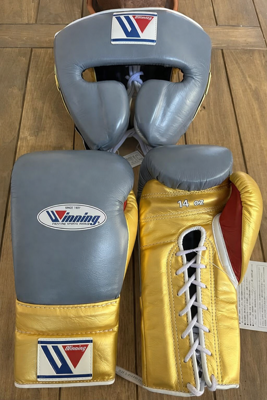 Winning Boxing Gloves Set Grey/Gold Training Set