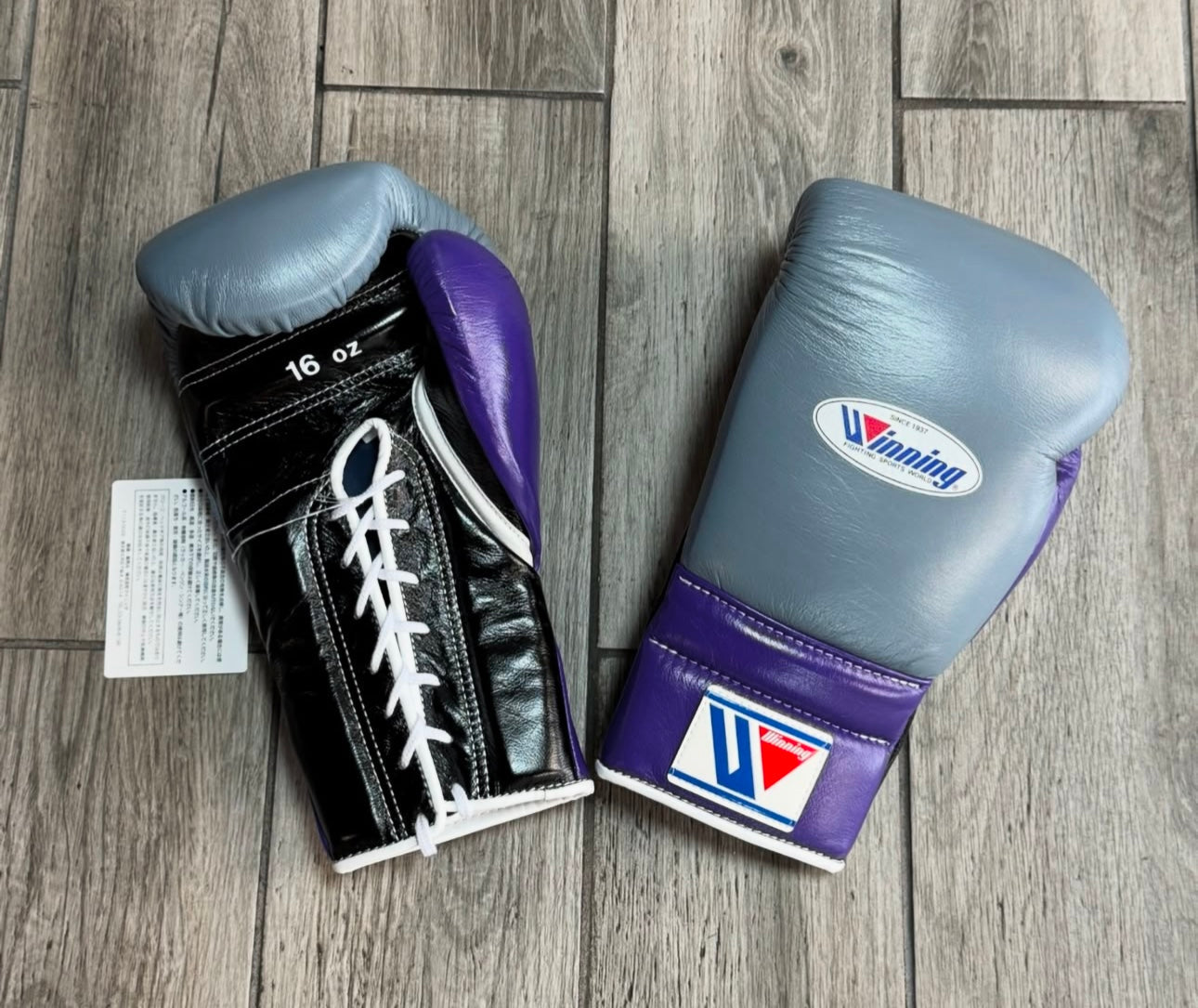 Winning Boxing Gloves Set Purple/Grey Boxing Gear