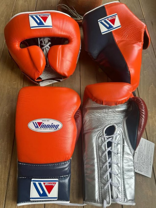 Winning Boxing Gloves Set Orange/Silver/Grey Custom Fit
